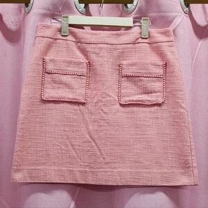 Loft Salmon Pink Textured Tweed Mini Skirt Sz 6